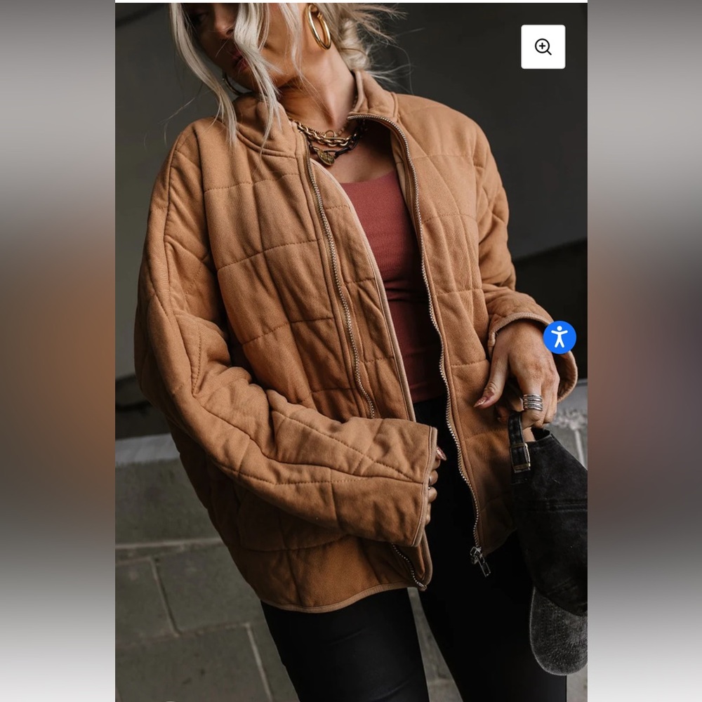 NWT Taupe Quilted Jacket Size Large